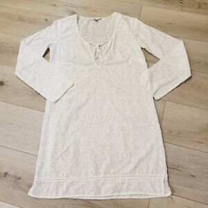 Victoria's Secret White X-Small Long Sleeve Boho Floral Print Swim Cover Up